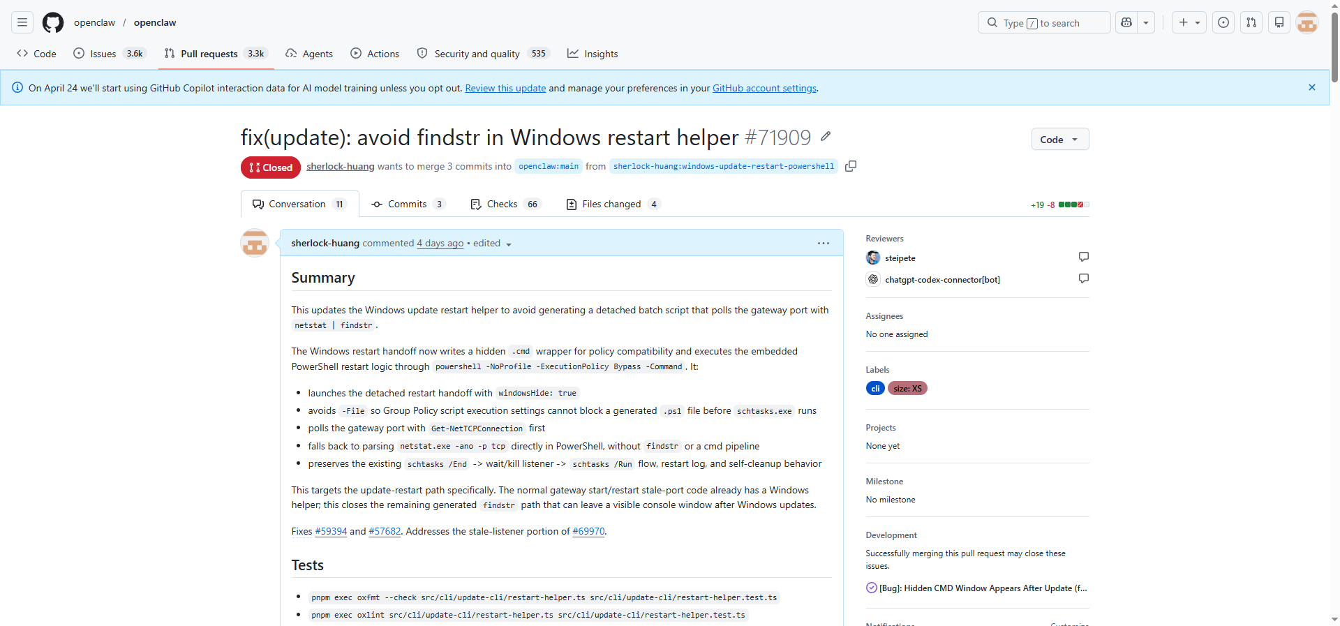 OpenClaw PR 71909 evidence